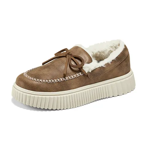 Skechers 여성 신발 새로운 캐시미어 따뜻하고 편안한 두꺼운 밑창 슬립온 보우 싱글 슈즈 169030 -CSNT