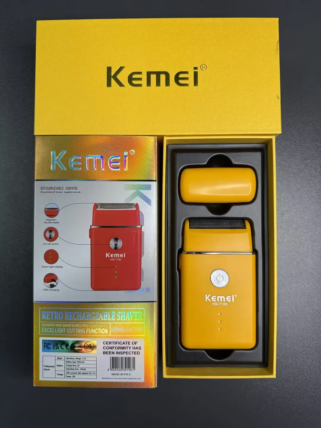 USB Fast Charging Razor Reciprocating Electric Mini Shaver Shaving Powerful and Clean Men's Shaver Hair cutter KM-T106