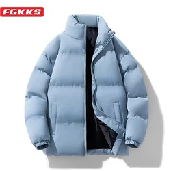 FGKKS 2024 Outdoor Leisure Parka Cotton-Padded Men's Pure Cotton Slim Warm Coat High Quality Parka Cotton-Padded Men's Coat