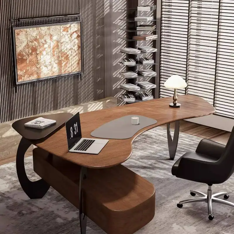 Walnut Decoration Office Desk Organizer Vintage Modern Adjustable Office Desk L Shaped Accessories Mesa Escritorio Furniture