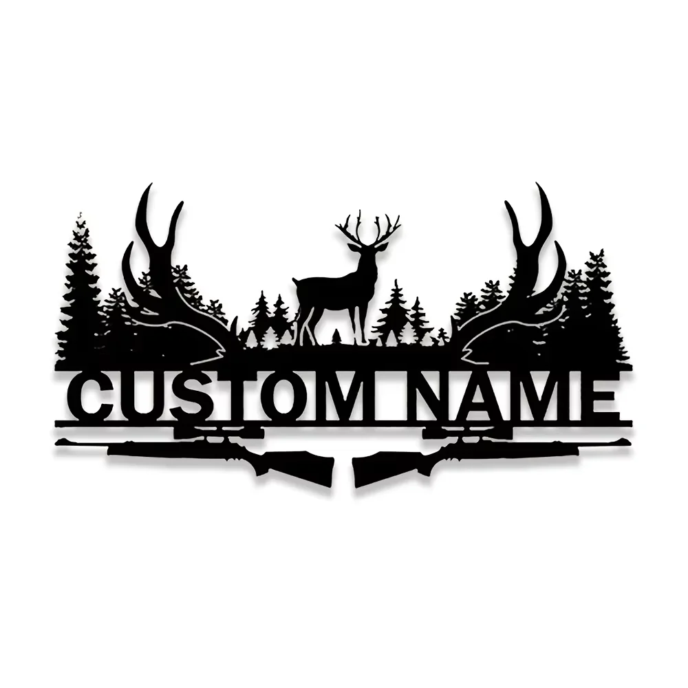 

Distinctive Handmade Custom Black Metal Deer Sign. Rustic Outdoor, Misty Finish. Ideal for Homes Gift.
