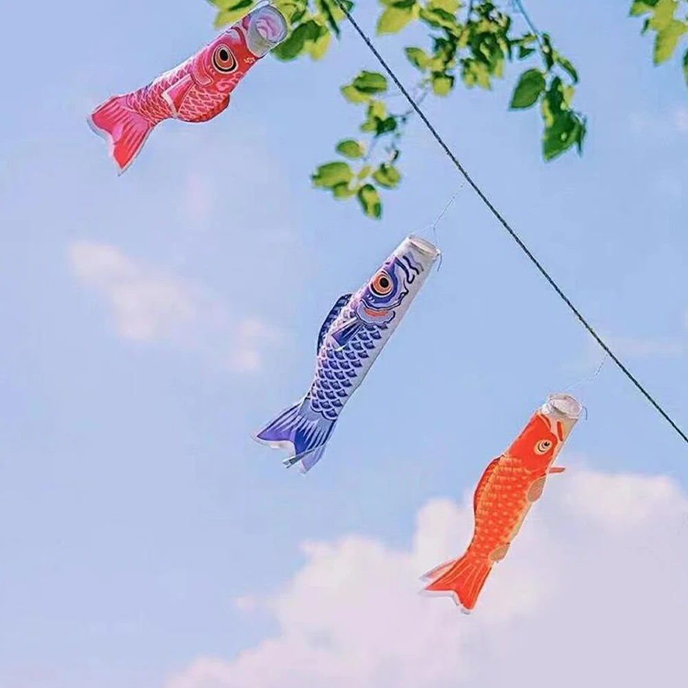 3pcs Diy 일본 잉어 스 트리머 스 트리머 빈 플래그 물고기 Windsock 어린이를위한 Koinobori 공예 장식 야외 장난감