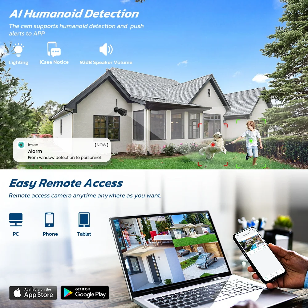 ABUNTU-cámara de vigilancia IP ONVIF de Metal para exteriores, videocámara de seguridad inalámbrica de 8MP, 4K, Wifi, detección humana, visión