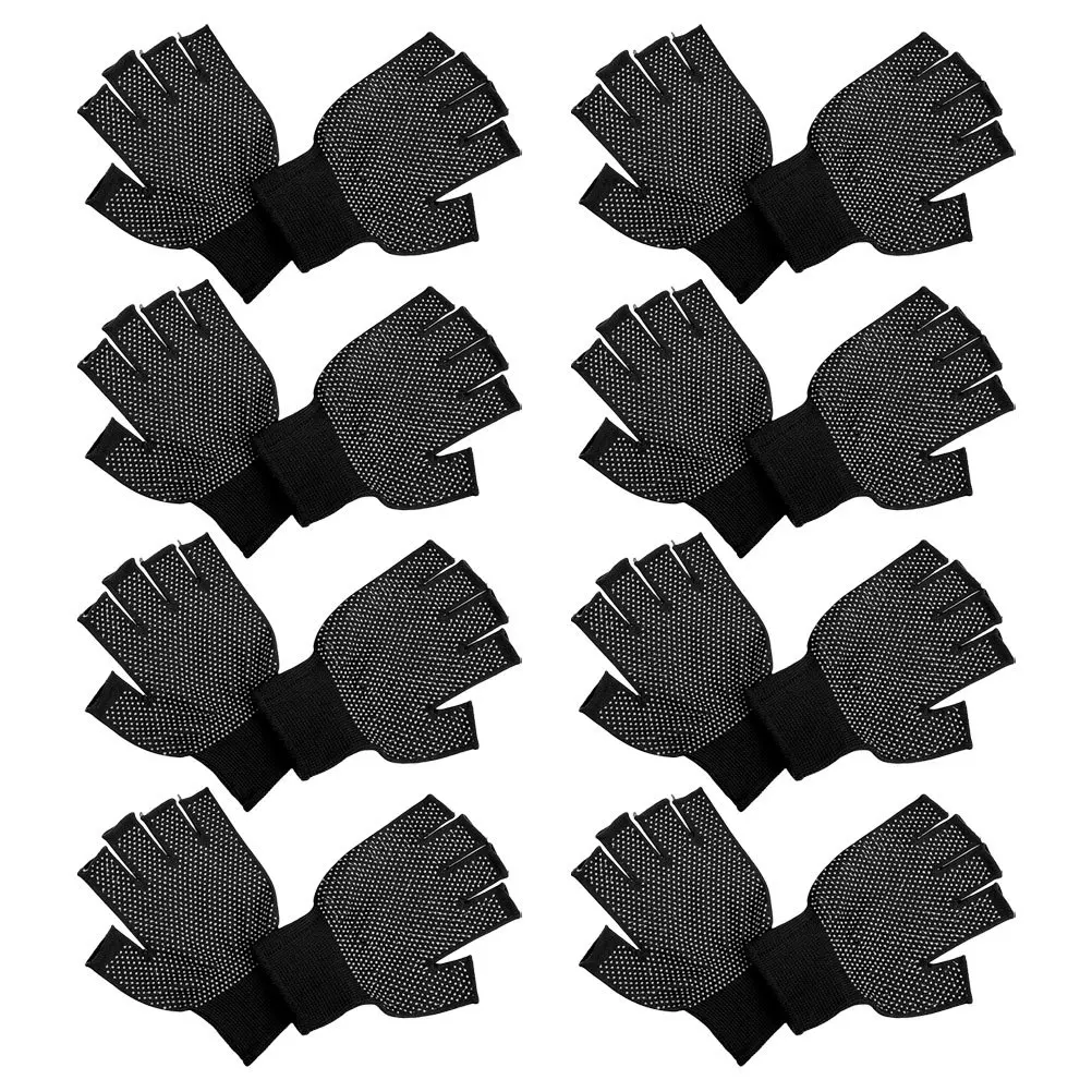 

8pcs Anti-Slip Fingerless Gloves Wear Resistant Half-Finger Work Gloves For Men Women Garden Handling Precision Tasks