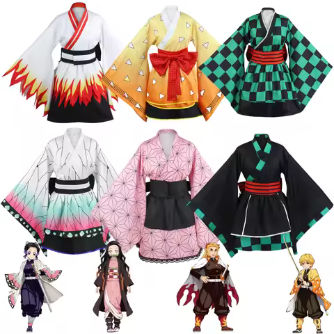 Anime Kamado Tanjirou Kochou Shinobu Rengoku Kyoujurou Kamado Nezuko Agatsuma Zenitsu Cosplay Costume Woman Cute Lolita Skirt