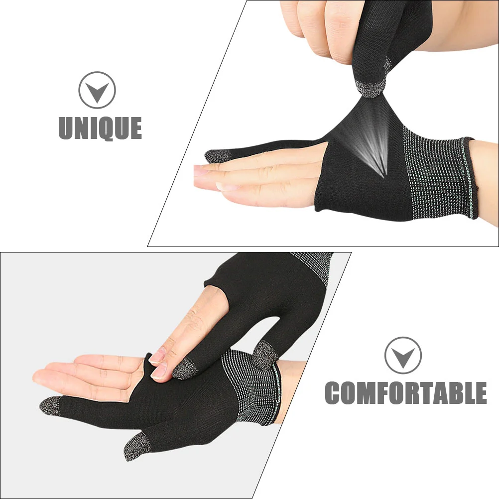 2 Pairs Compression Game Gloves Work Billiards Graphene Mobile Gaming Finger Sleeves for