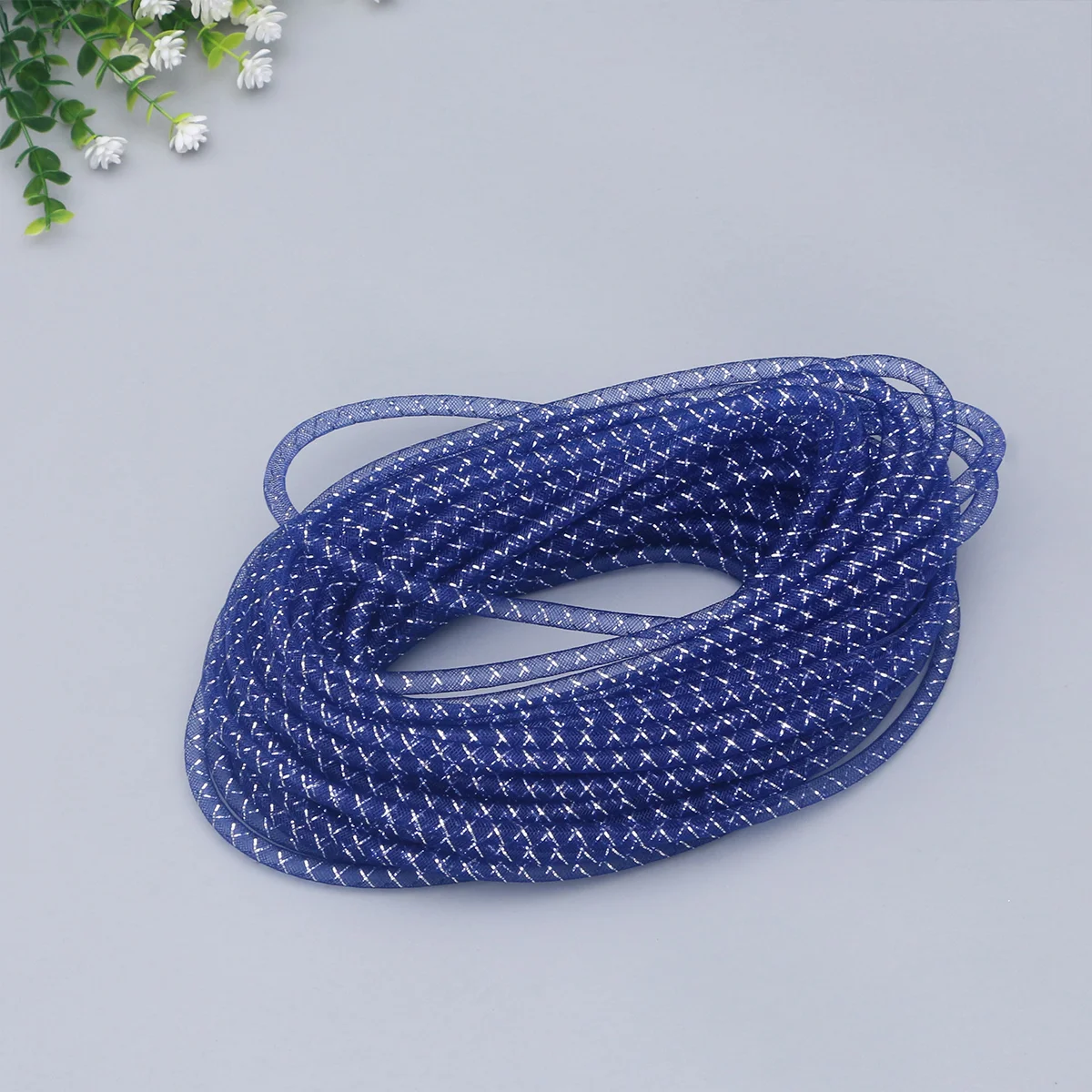 1 Pack 25m Polyester Elastic Braided Thread Tube Cords Yarn Tube Mesh Bands Woven Rope FIY Hand Made Headdress Bracelet Crafts M