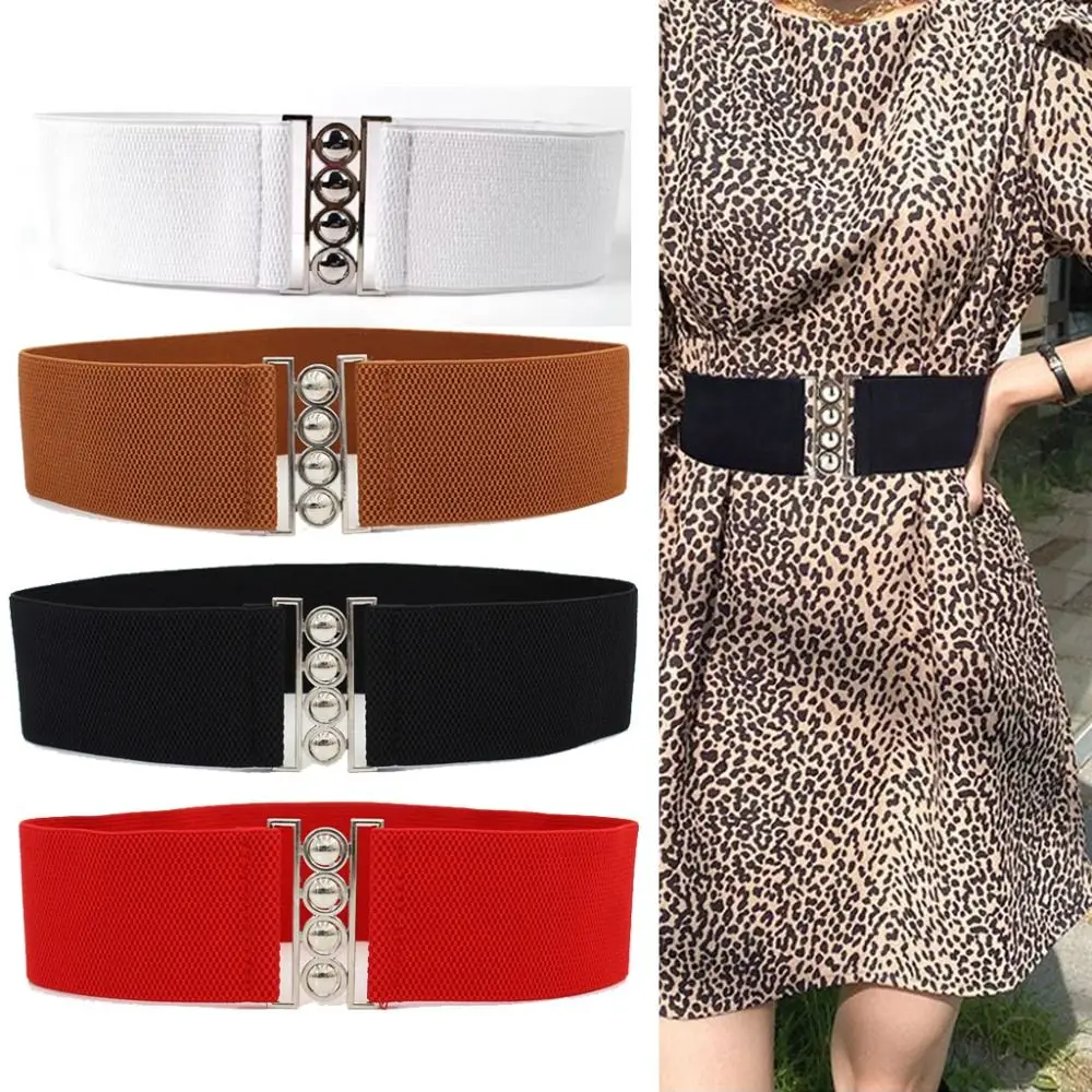 

Модный эластичный широкий эластичный пояс, повседневное платье с металлической пряжкой, поясные повязки для дам и женщин