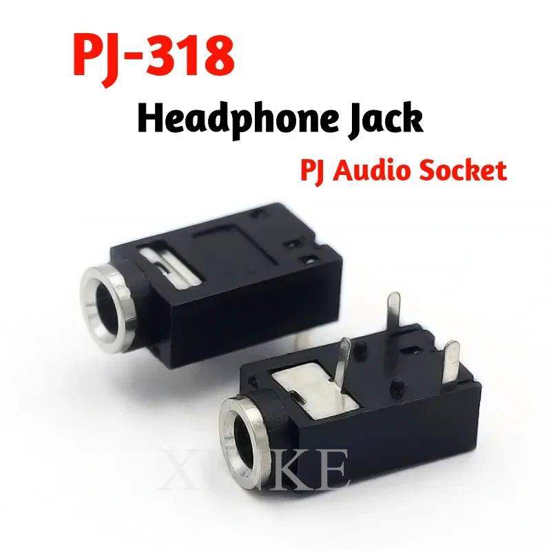 10PCS Headphone Jack Socket PJ-318 3.5mm Female Jack 3 Pin Socket Audio Video Terminals Connector PJ318 3.5 mm DIP-3 PCB Mount