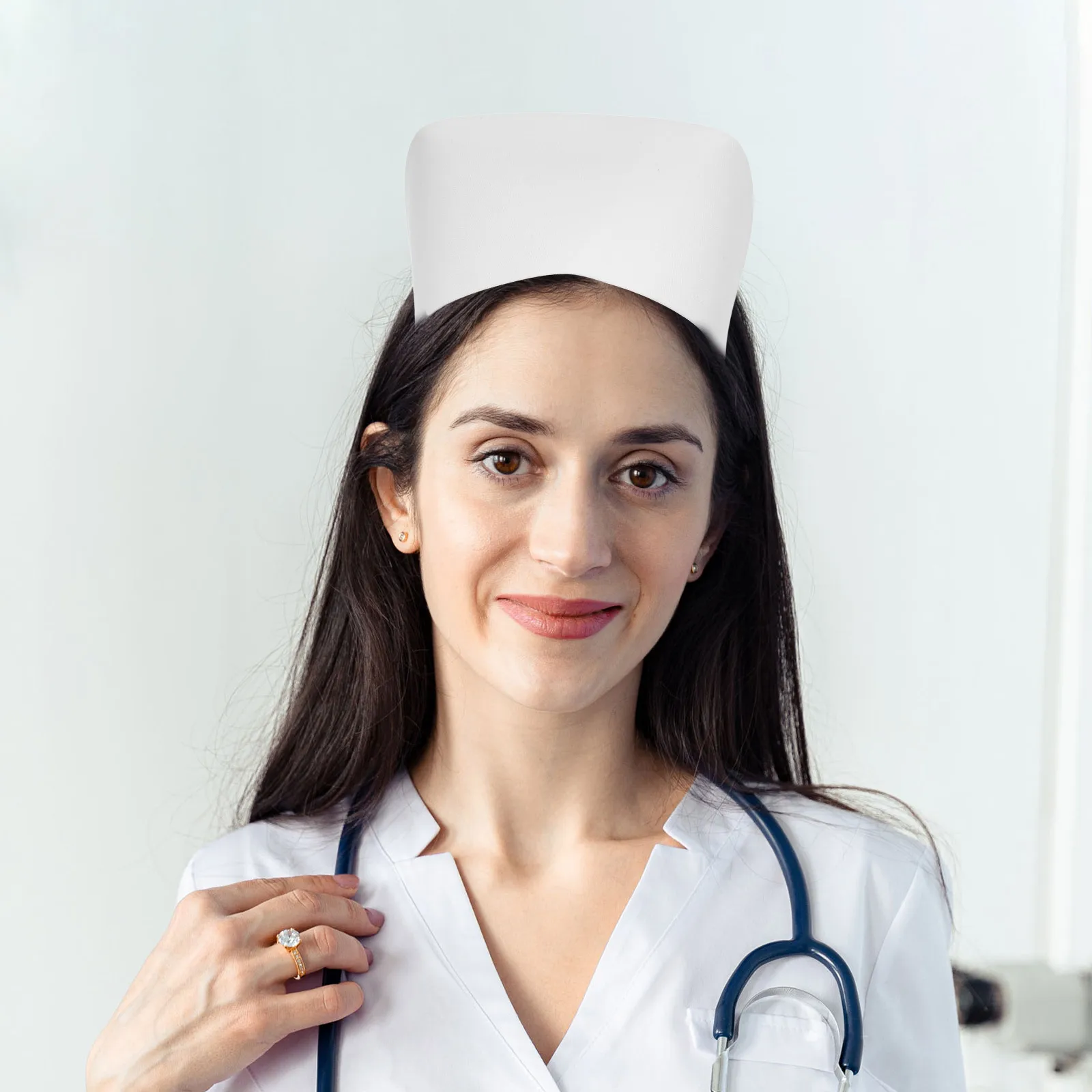 薄いナースキャップ ホワイトヘッドバンド 女性用 看護コスチューム 通気性 快適な仕上がり生地 卒業パーティー コスプレ