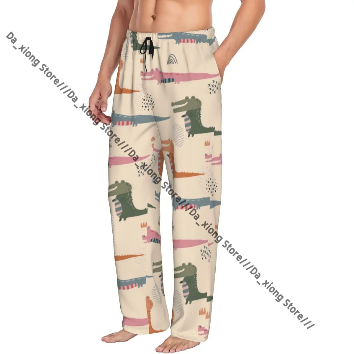 

Men's Sleepwear Loose Sleep Pants Pajamas Crocodiles In Abstract Scandinavian Style Long Lounge Bottoms Casual Homewear