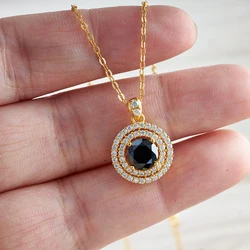 JoyceJelly 1ct Moissanite Pendant Necklace Women's 925 Sterling Silver Jewelry Luxury Double Layered Circular Manufactory Price