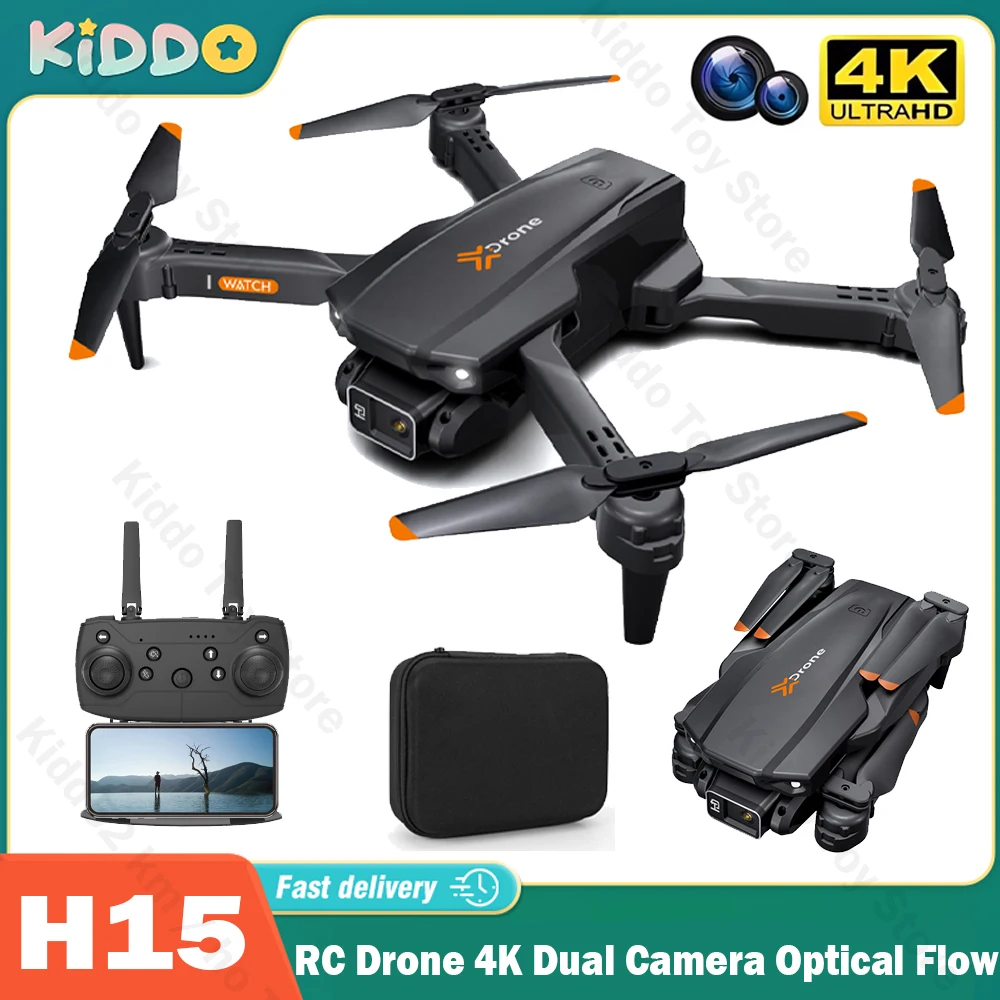 

H15 RC Drone 4K Dual Camera ESC Optical Flow Foldable Quadcopter ToysHelicopter WIFI FPV Height Hold Aircraft Gift Toys for Boy