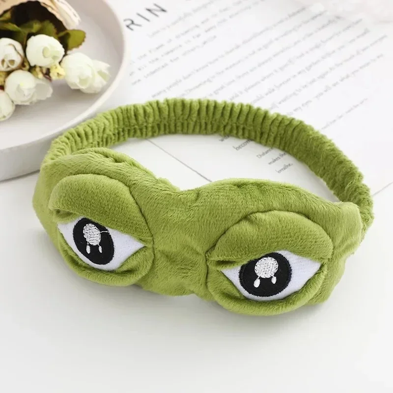 Masque de sommeil 3D Sad Frog pour hommes et femmes, bandeau pour les yeux portable, couverture naturelle pour le sommeil, patch pour les yeux d'ombre, bandeau pour les yeux de voyage doux