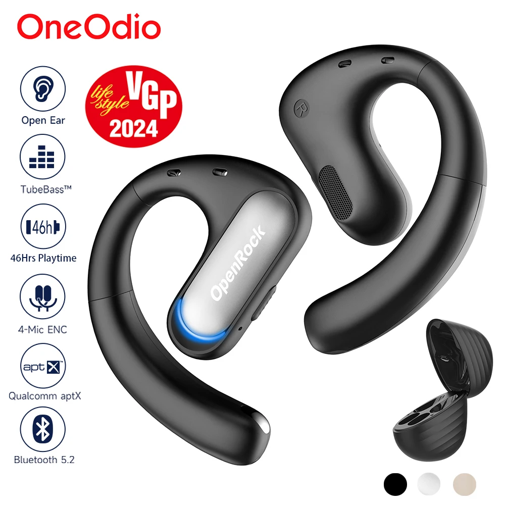 

Oneodio OpenRock Pro Open Ear Wireless Headphones Sports Air Conduction Bass Earphones Bluetooth 5.2 Earbuds TWS With 4 Mic ENC