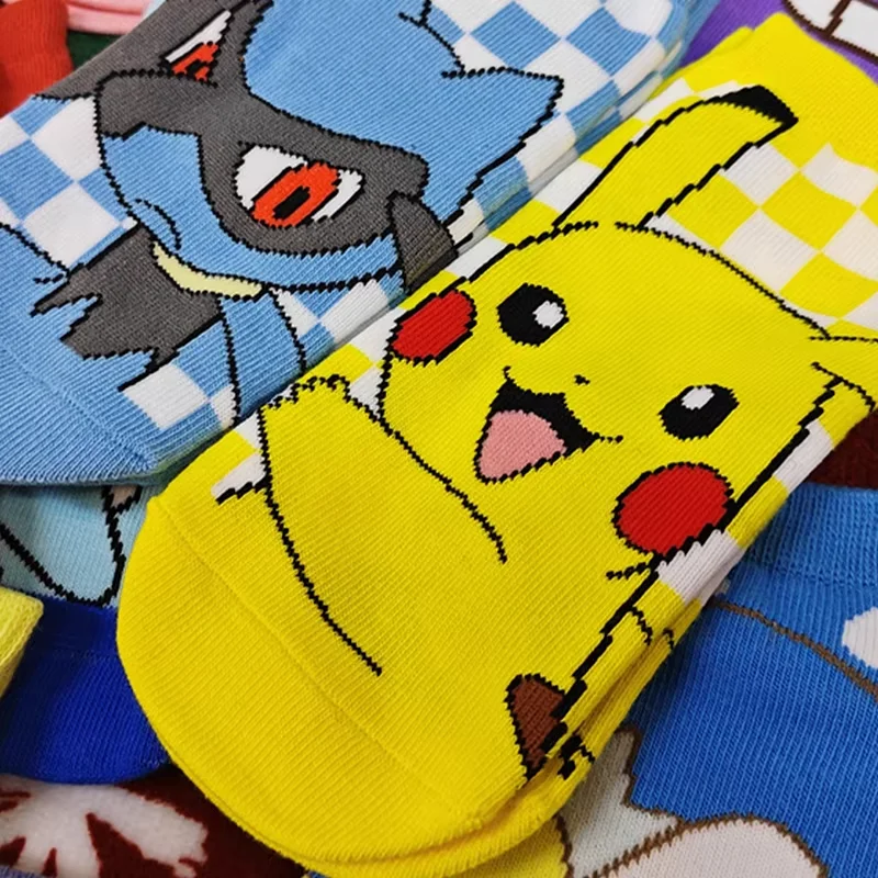 8/16 Paar zufällige Pokémon Pikachu Cartoon Socken, Gengar Sprigatito bedruckte Baumwoll-Knöchelsocken, neutrale Anime-Freizeitsocken – Detail 4