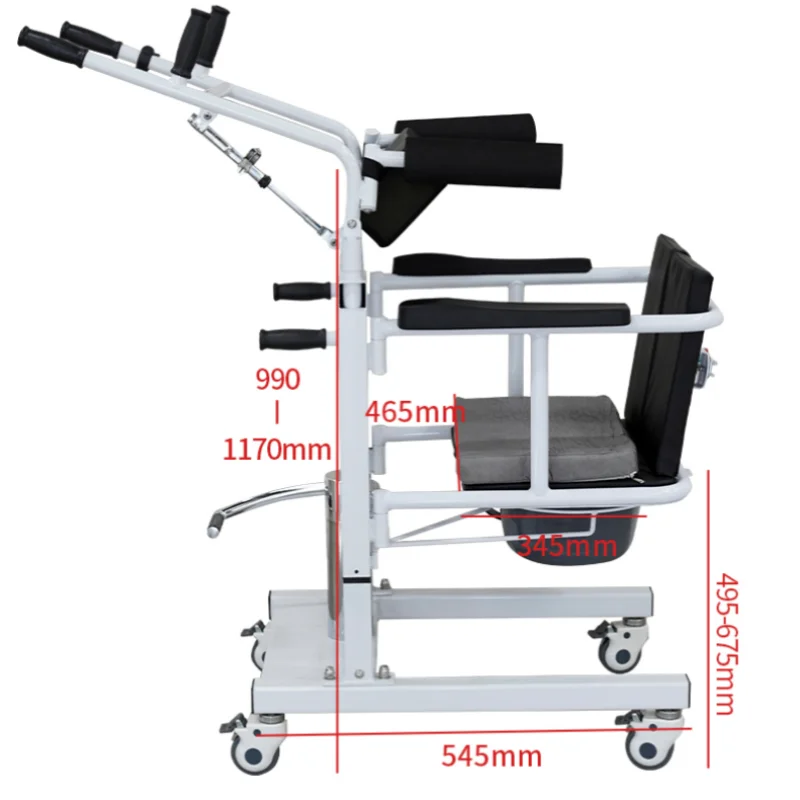 Popular Medical Equipment Disabled Disability Commode Elderly Patient Lift Transfer Hydraulic Power Lift Steel 200kg Capacity