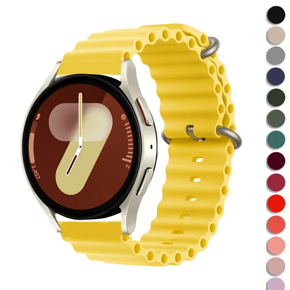 22mm 20mm Strap For Samsung Galaxy Watch 7 6 4 classic 5 Pro Active 2 Silicone Ocean Bracelet Huawei watch GT 2 2e 3 4 pro band