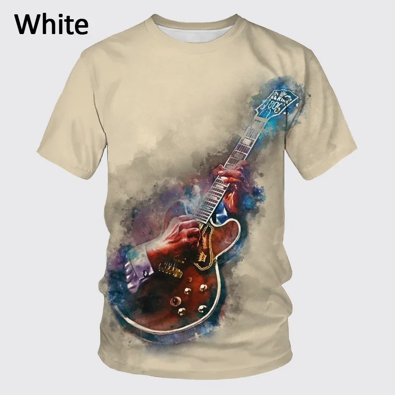 2025 New Men Summer 3d T-shirtRetro Rock Guitarist Guitar 3D Printing T Shirt Men's Fashionable Cool Short Sleeve Tops