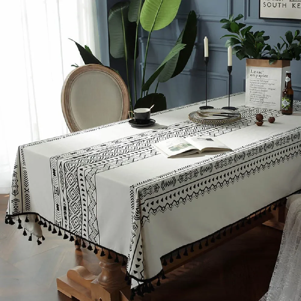 

Nordic Rectangular Tablecloth Bohemian Cotton and Linen Table Mat Hotel Restaurant Tablecloth For Coffee Table Cover Dustproof