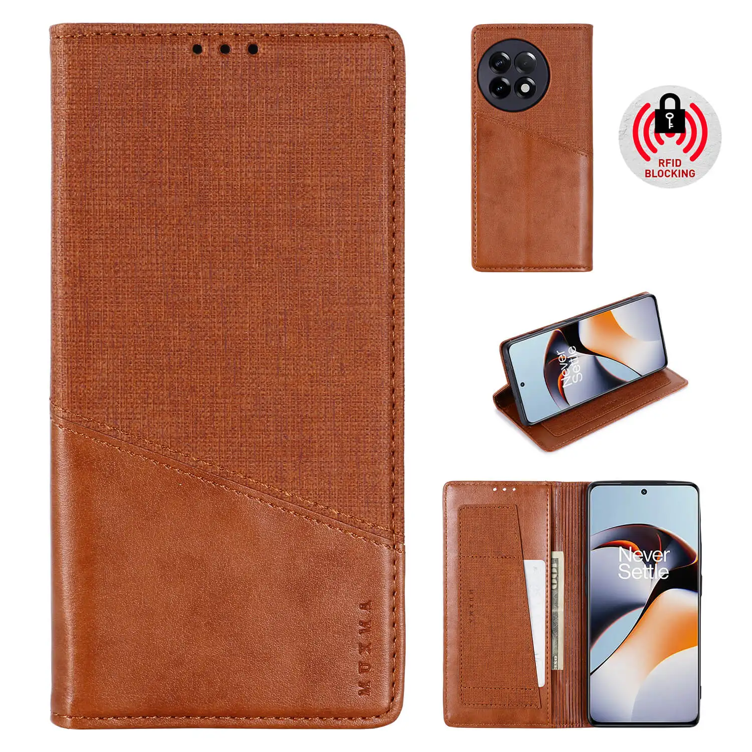 

MUXMA Vintage RFID Blocking Wallet Leather Case for OnePlus 11 11R ACE 2 6 6T 7 7T 8 8T 9 9R 9RT 10 Pro 10T Magnetic Flip Cover