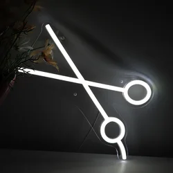 1PC White Scissors LED Neon Sign For Hair Salon Beauty Room Shop Decoration 10.98''*5.87''