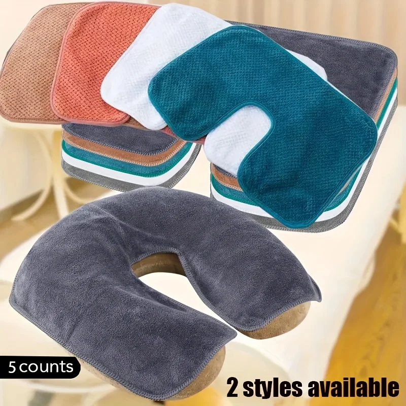 5Pcs Salon Massage Towels,Heart&U-Shaped Face Rest Cushion Covers,Soft Washable Durable Multi Style Beauty Bed Linens for Spa