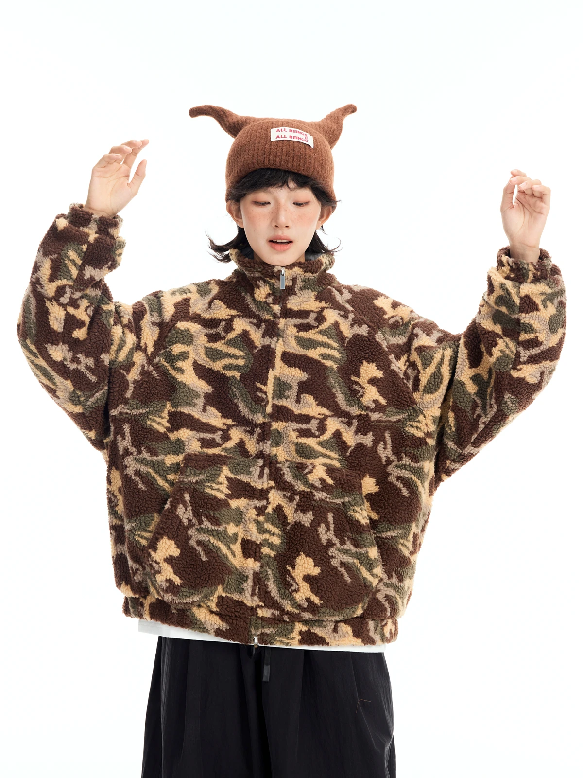 

Камуфляжная куртка-кардиган Thiened с высоким воротником на молнии, хлопковое пальто для мужчин и женщин, осенне-зимняя верхняя одежда...