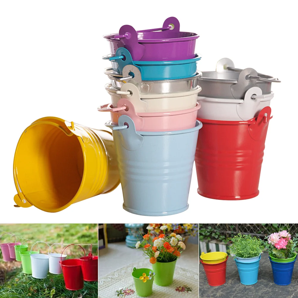 20 Pcs Plant Decor Planters Baskets Metal Tin Buckets Iron Mini Flower Pot Flowerpot