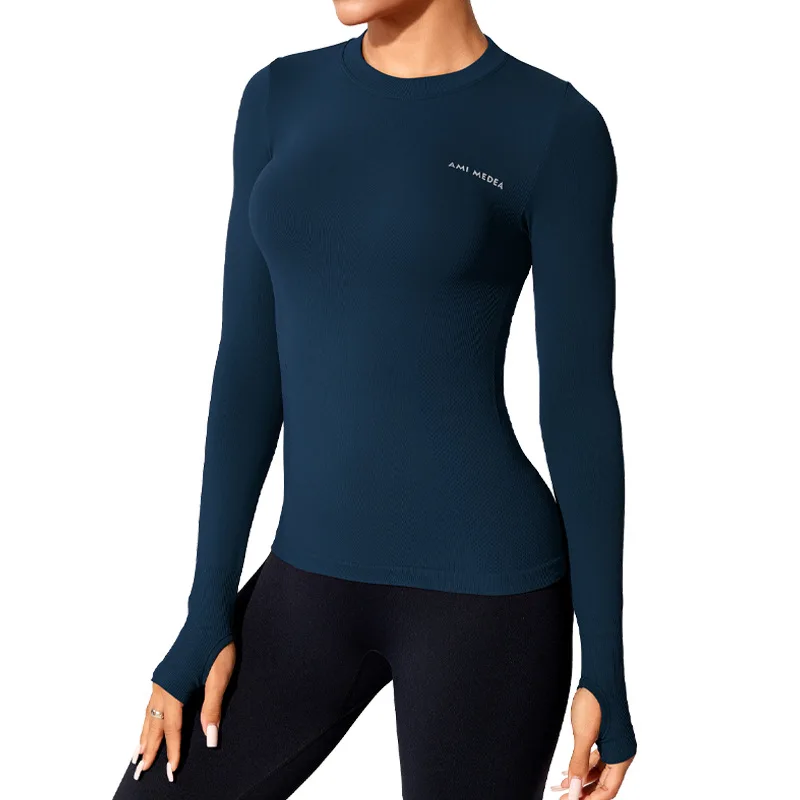 BOWEYLUN Stretch Tight Sports Fitness Long-sleeved Tops Female Breathable Quick Dry Running Training T-shirt Yoga Clothing Women