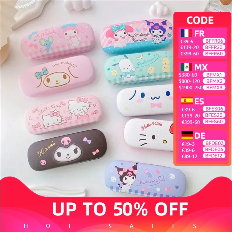 Sanrio Hallo Kitty Cinna moroll Kuromi Brillen etui Myopie Brille Aufbewahrung sbox Anime Kawaii süße kreative Reise tragbare Mädchen