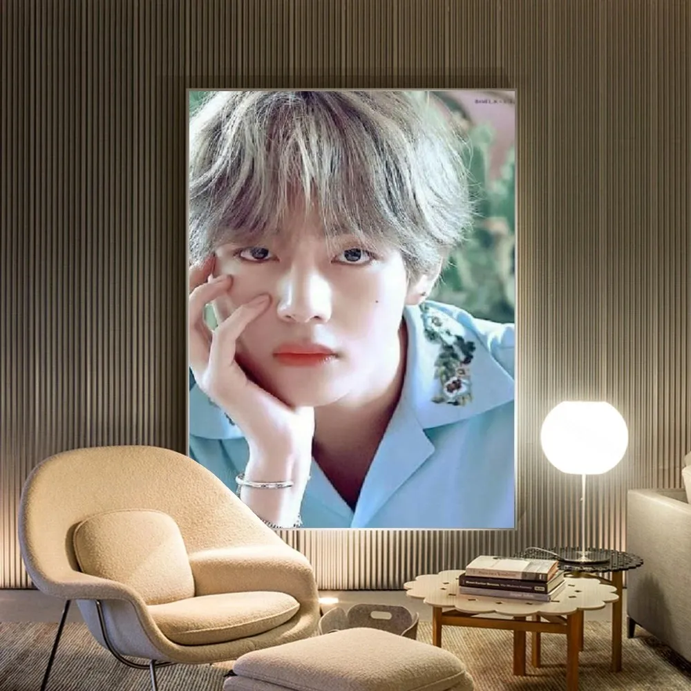 ملصق فني ذاتي اللصق لمغني K-Kpop ، Kim T-Tae ، طبقة H-Hyung V ، ملصق ورقي مقاوم للماء ، قهوة ، منزل ، بار ، غرفة ، ديكور حائط ، 1 واي