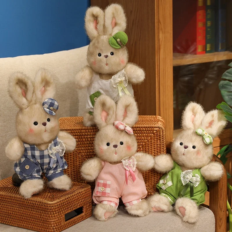 35/50cm Cute Overall Rabbit Plush Toy Soft Filling Home Decoration Wedding Doll Sleeping Pillow Holiday Best Gift