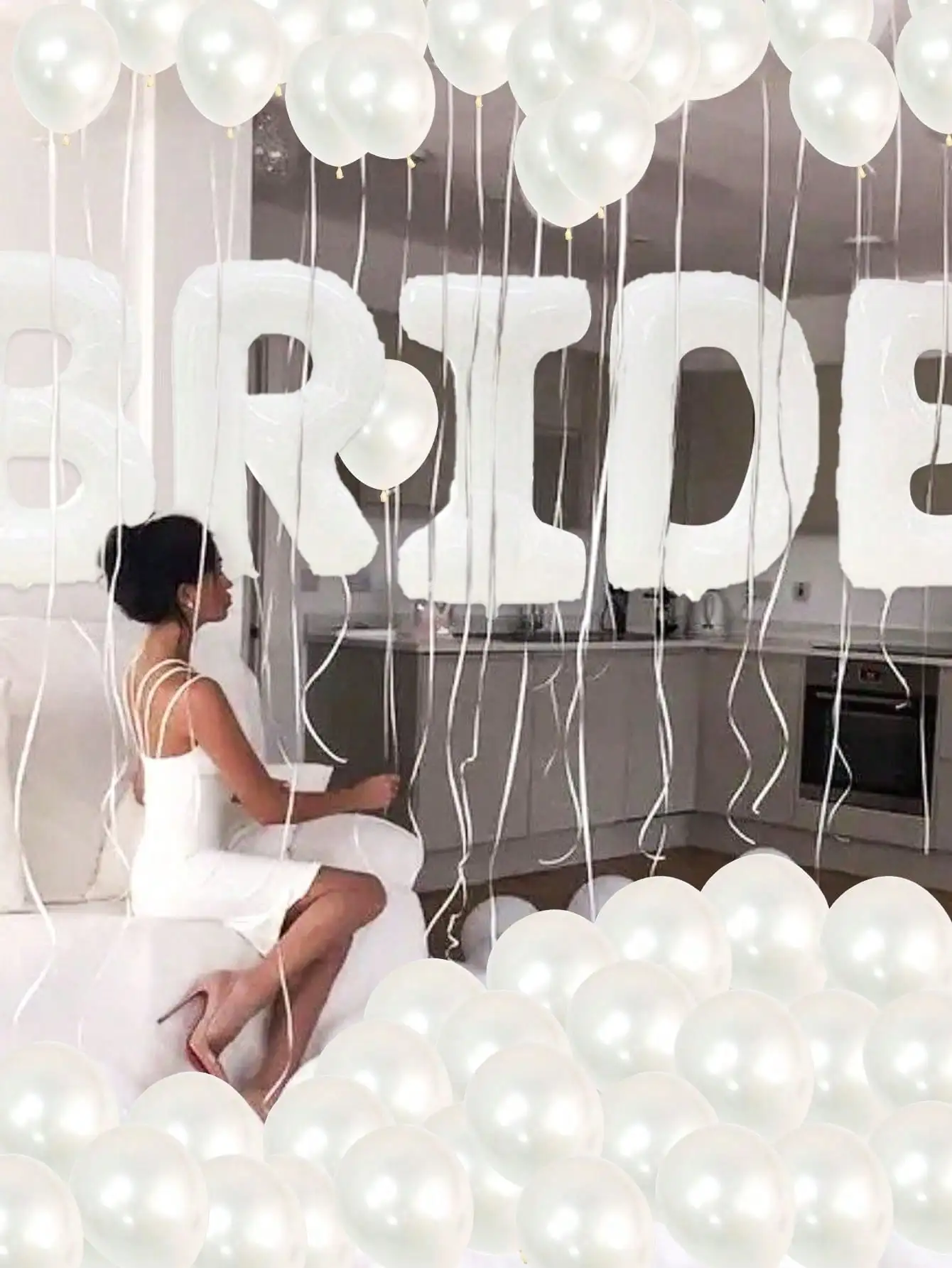 مجموعة بالونات حروف العروس البيضاء مكونة من 25 قطعة، لحفلات الزفاف وحفلات العزوبية ومستلزمات خلفية زينة الخطوبة والزفاف