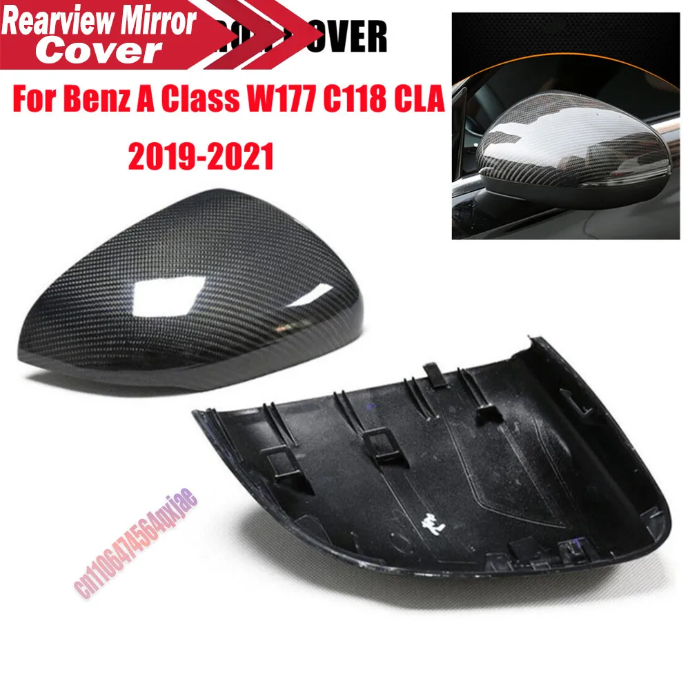 For LHD Mercedes Benz A Class CLA W177 C118 2019-2021 Car Rearview Side Mirror Cover Wing Cap Exterior Door Trim Replacement