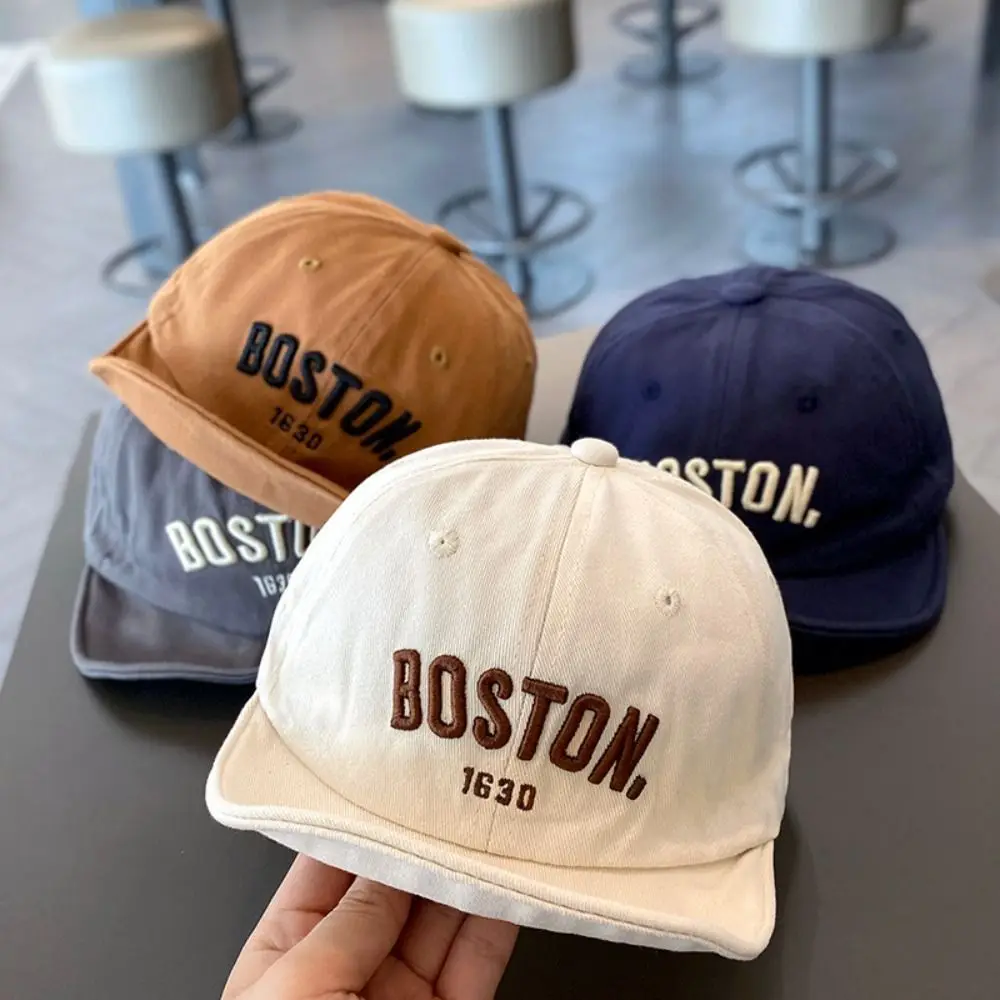 

Fashion Embroidery Baby Baseball Hat Solid Color Short Brim Letter Baseball Cap Cotton Visor Children's Sunhat Boys Girls
