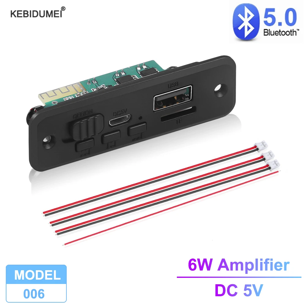 6W DIY MP3 Decoder Board 5V 2x3W Amplifier Bluetooth 5.0 MP3 Player Car FM Radio Module Call Recording TF AUX WMA WAV FLAC APE