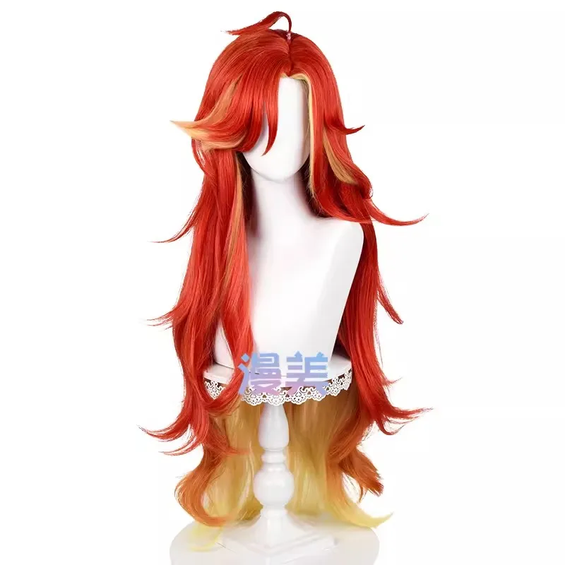 Gioco Genshin Impact Mavuika Parrucca Cosplay Rosso Giallo Capelli Lunghi Occhiali da Sole Donna Uomo Halloween Gioco di Ruolo Prop