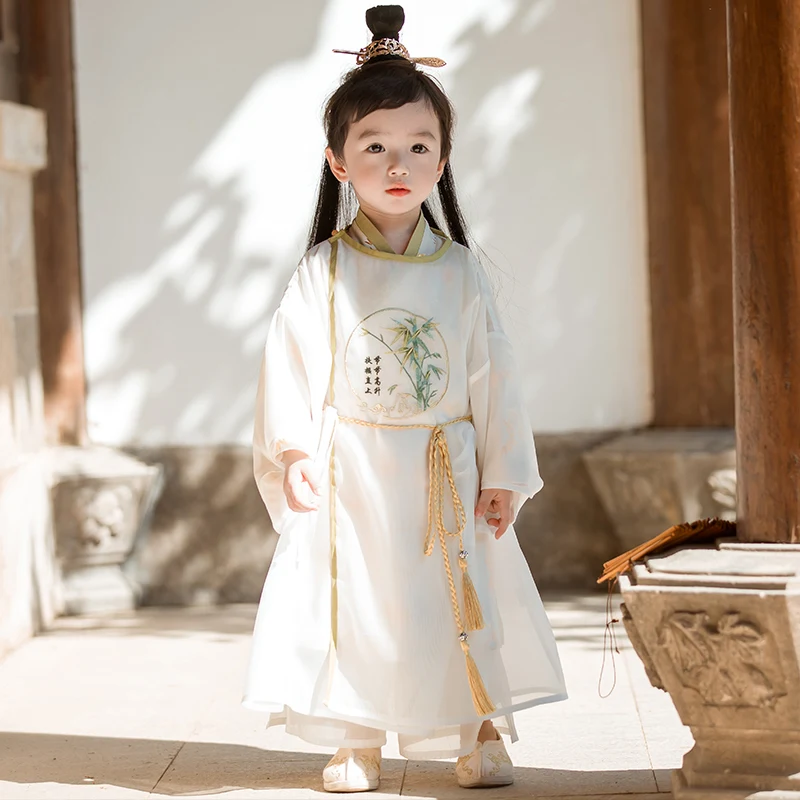 طقم ملابس هانفو من قطعتين للأطفال الصغار ، رول أولاد رضيع ، فائق الخالد ، طراز قديم ، الربيع والخريف ، على الطراز الصيني