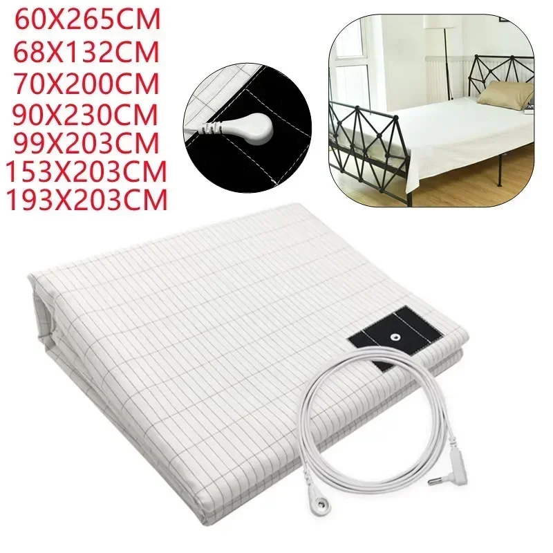 Earthing Bed Sheet Anti-static Grounding Sheet 5% Silver Fiber Conductive Organic Grounding Sleep Radiation Proof Mat 193X203CM