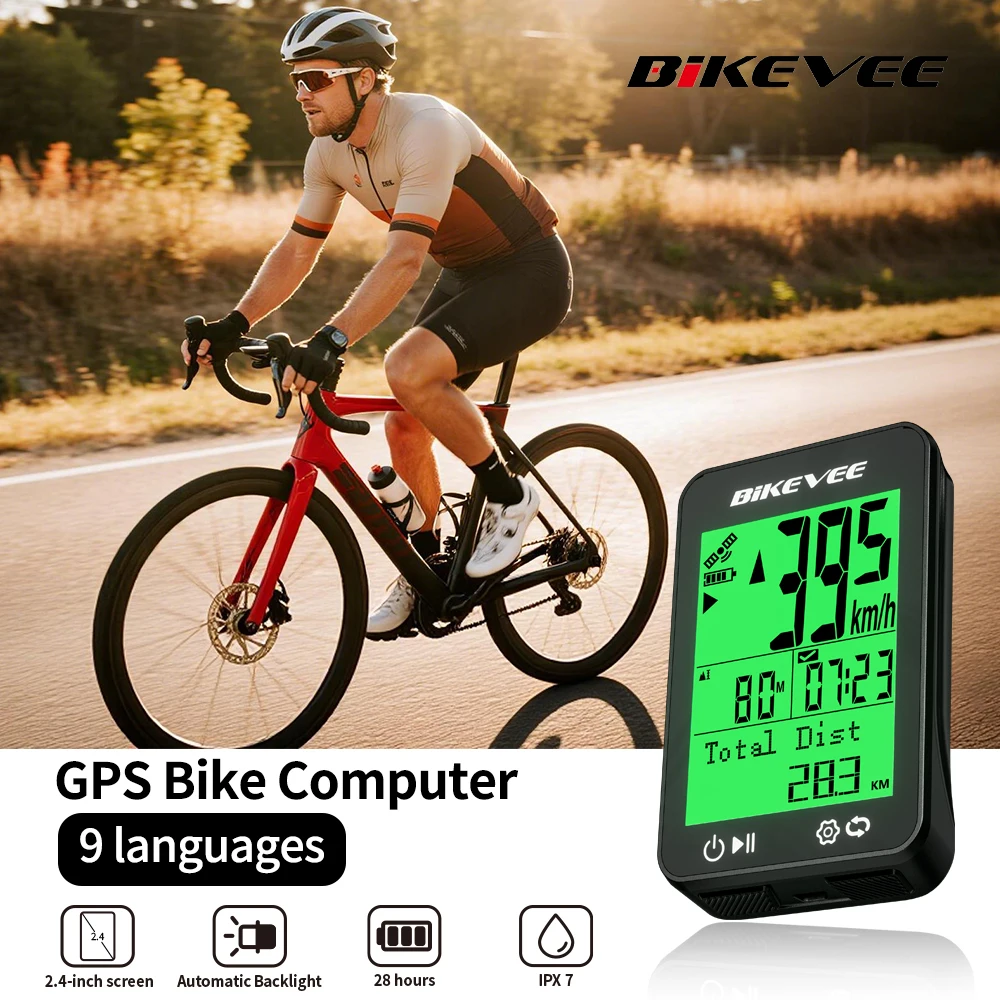 

Newest Bike Computer GPS Wireless Cycling Odometer 2.4 LCD Display Multi-lingual Bicycle Speedometer with Auto Backlight