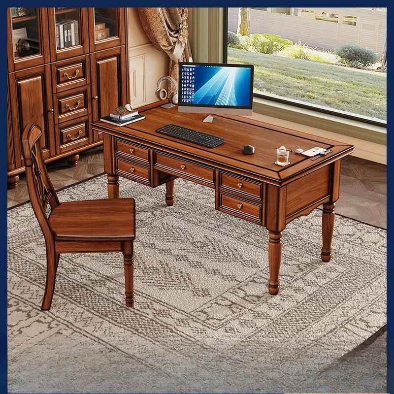 Country, solid wood, desk, desktop computer desk, home, retro study, writing