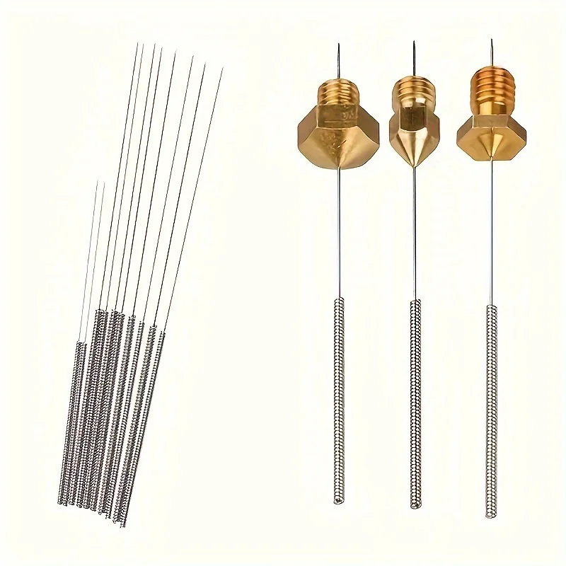 10 piece 3D printer nozzle cleaning kit - stainless steel needle for clogging and cleaning