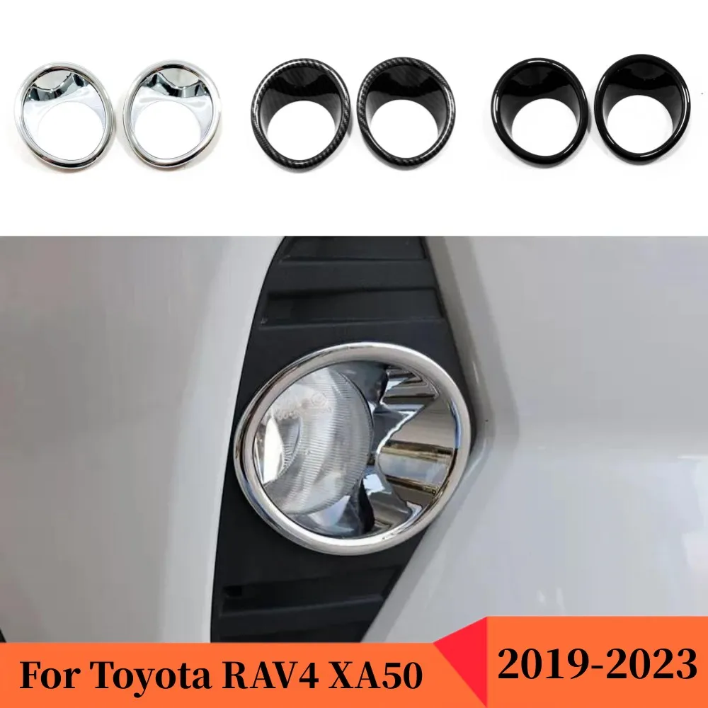 

ABS Black Carbon fiber Chrome Front Fog Light Cover Fog lamp trim For Toyota RAV4 RAV 4 XA50 2019 2020 2021-2023 Accessories