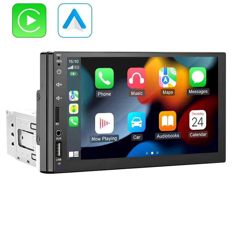 VENBES 1 Din Autoradio CarPlay Android Auto 7 Zoll HD-Touchscreen Bluetooth Mirror Link MP5-Player mit Rückfahrkamera-Unterstützung