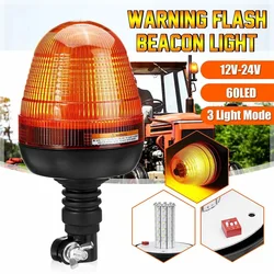 12V 24V 60 LED Vehicle Truck Tractor Beacon Warning Rotating Emergency Flashing Strobe Safety Traffice Light Mount Signal Lamp