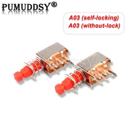 10PCS Directly Key Switch PS-22F03 A03 Self-locking/Unlocking Push Button Switch DPDT Bipolar 6pin Self-locking Key Power Switch