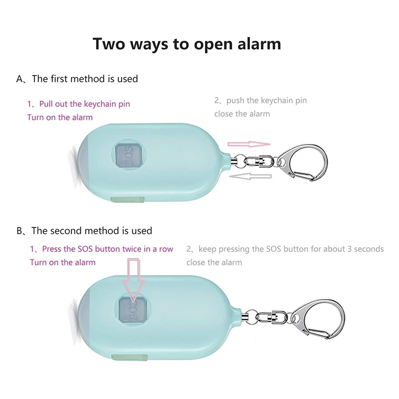 SCLS 충전식 비상 소리 경보, LED 조명이있는 130 DB 시끄러운 비상 개인 사이렌 링, 여성, 어린이, 노인 등