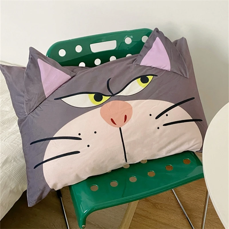 Lucifer Cat Pillowcase Lovely Japanese style Pillow Cover Cute Anime Grey Cat Pillowcase Bed Home Decor Gifts Girl