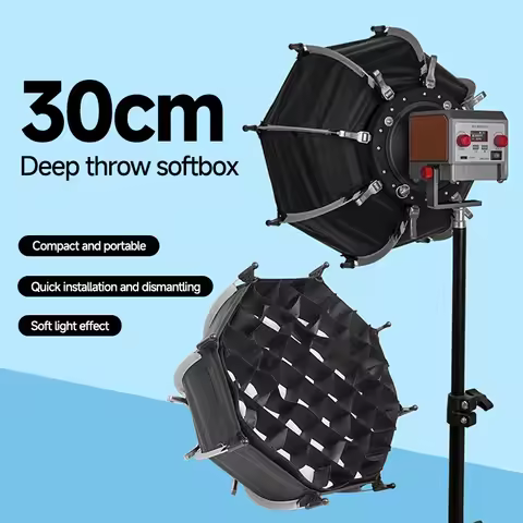 30CM Octagonal Softbox with Grid Deep Throw Bowens Mount Quick Release Portable Studio Light Accessories